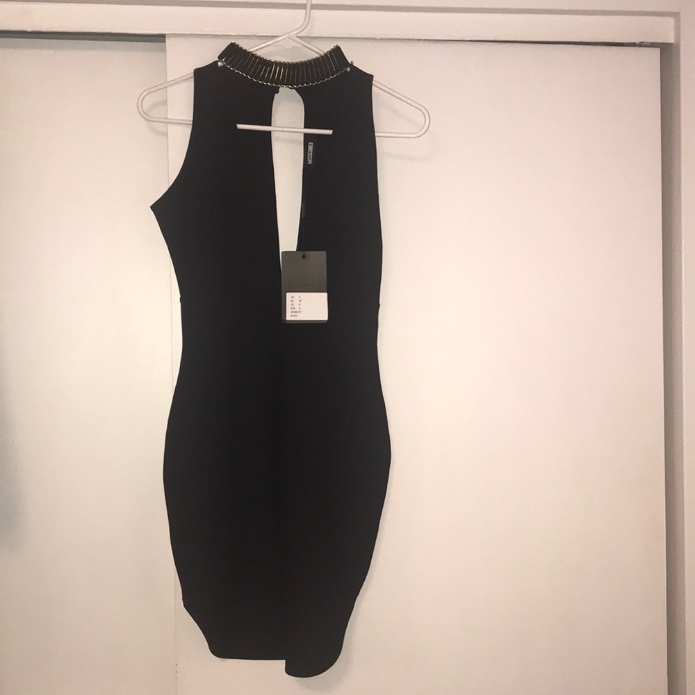 Missguided Curve Hem Gold Choker Bodycon Dress